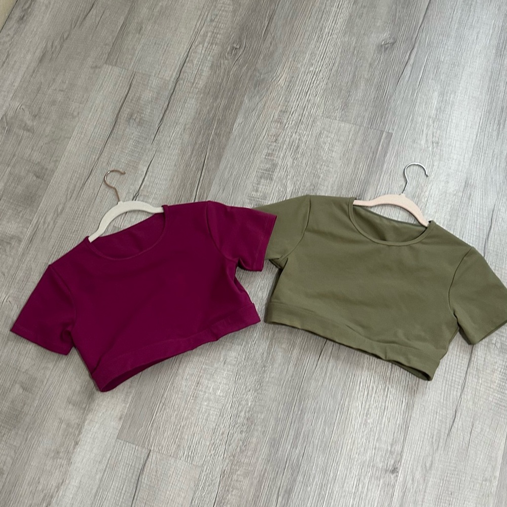 Women's Olive and Burgundy Crop Tops